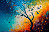 Abstract canvas painting wall décor Minimalist Floral landscape colorful